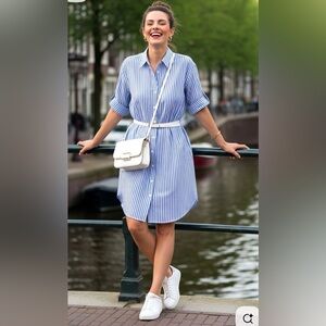 A New Day Target Black and White Vertical Shirt Dress Size Small